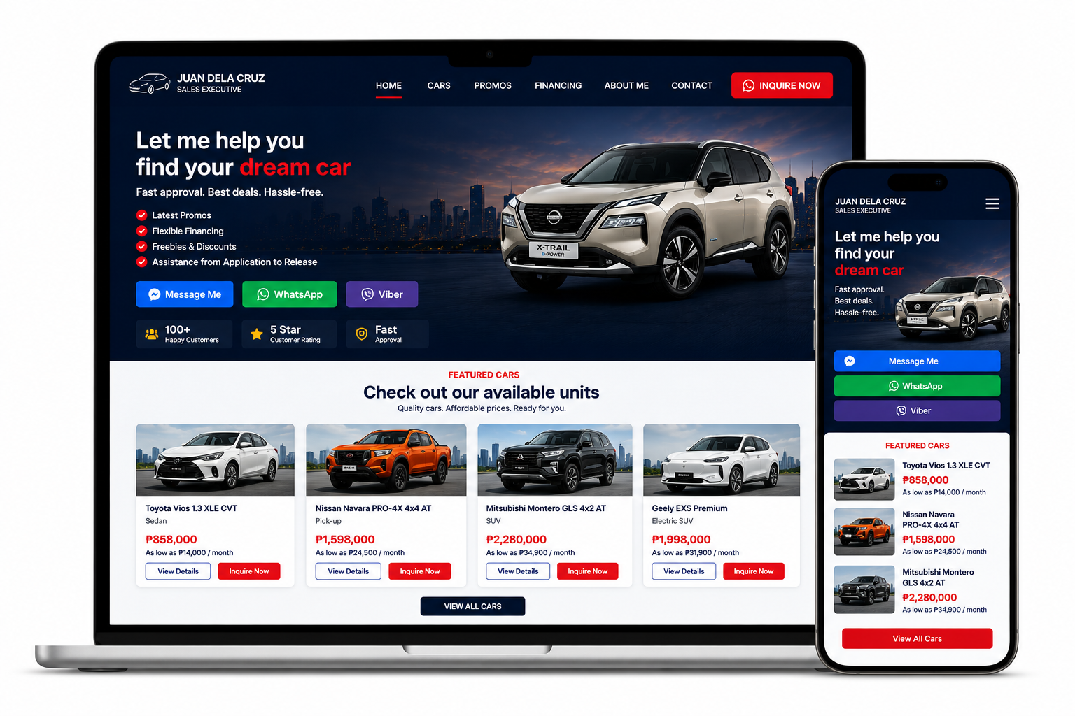 Sample agent website on laptop and phone